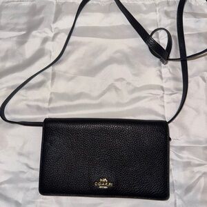 Authentic Coach Pebbled Black Leather Crossbody Bag